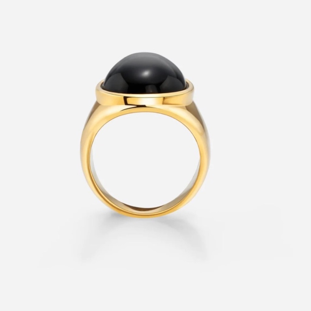 💕Vintage style Venti ring holds black agate oval shaped stone - Picture 3 of 3
